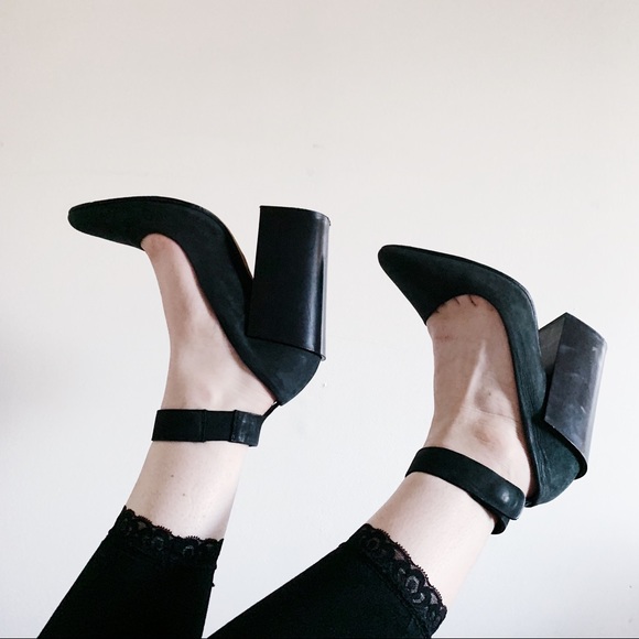 Acne Studios Shoes - Acne Terra Charcoal Black Thick Chunk Heels